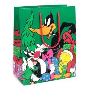 Vintage Looney Tunes Christmas Gift Bag 1994 HALLMARK Daffy Sylvester Tweety
